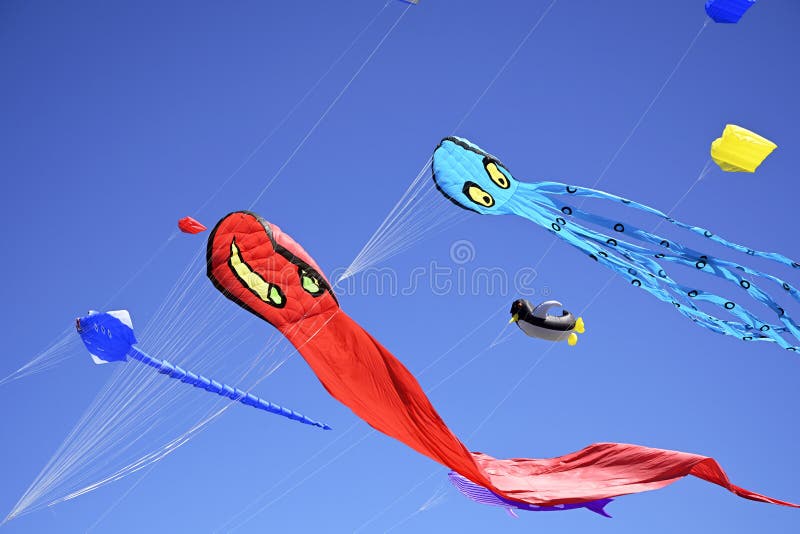 Kite day på en ny brighton-strand. arkivfoto