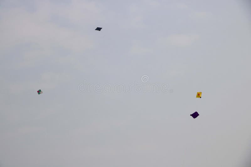 Kite Flying in Blue Sky on Kite Flying Day Stock Image Image of