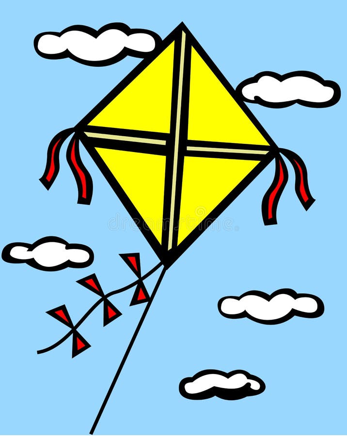 Kite Flying in the Sky Vector Illustration Stock Vector Illustration