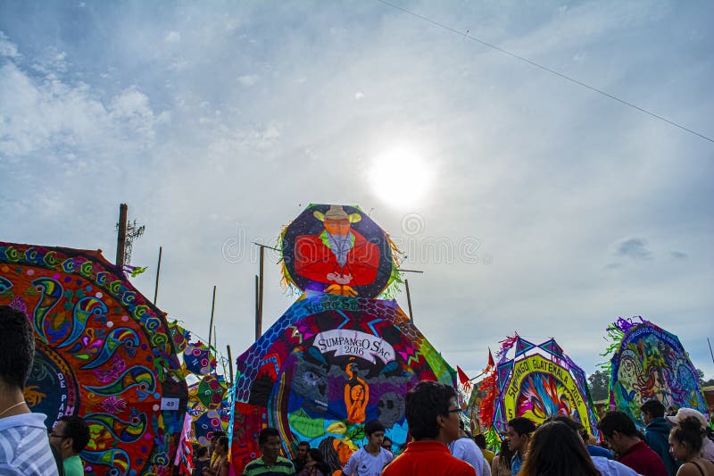 kite on festival display ready to fly made of paper, Sumpango, Chimaltenango, Guatemala, November 1, 2019. kite on festival display ready to fly made of paper, Sumpango, Chimaltenango, Guatemala, November 1, 2019