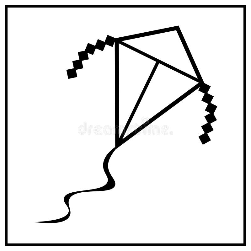 Kite Silhouette Vector Design Illustration in Black and White. Stock