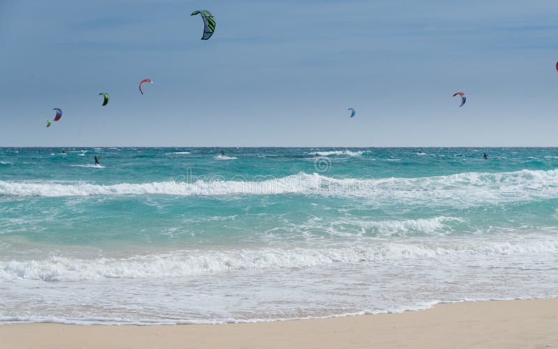 Kite Sur in Lobos Islands and Corralejo Dunes in Fuerteventura, Canary  Islands, Spain Stock Photo - Image of beach, transparent: 131774862