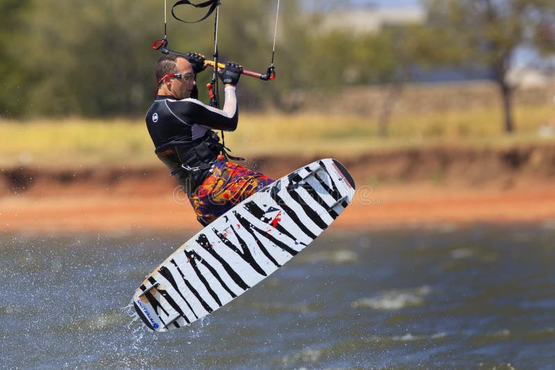 Kite surfer with cool looking surf board