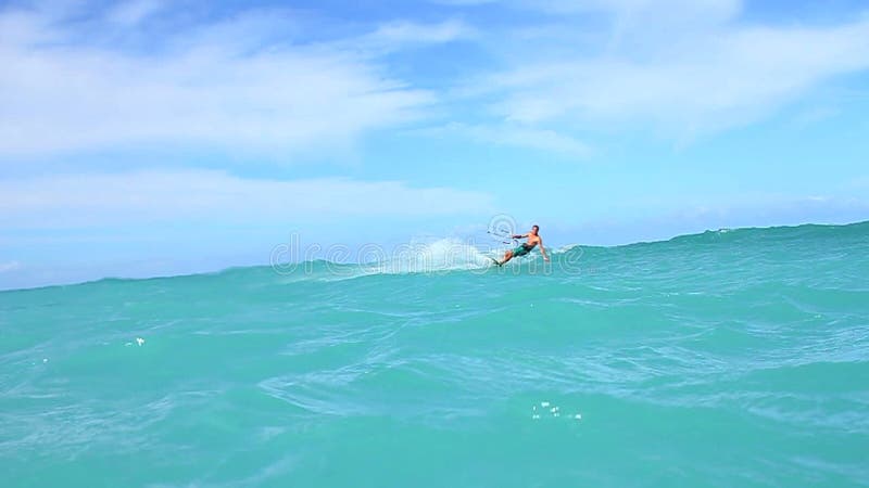 Kite Surfer In Ocean, Slow Motion stock video