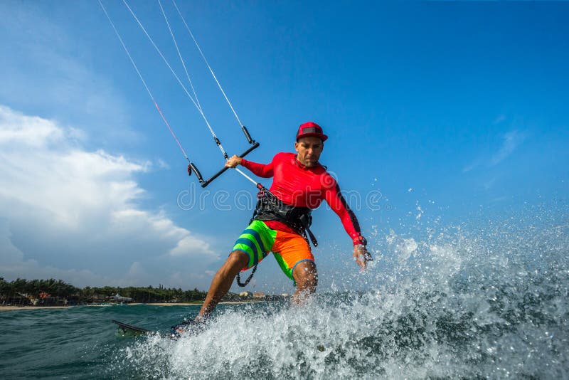 Kite surfing. stock image. Image of kitesurfer, active 74136455