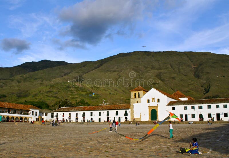 Main square Villa de Leyva, Colombia royalty free stock photography