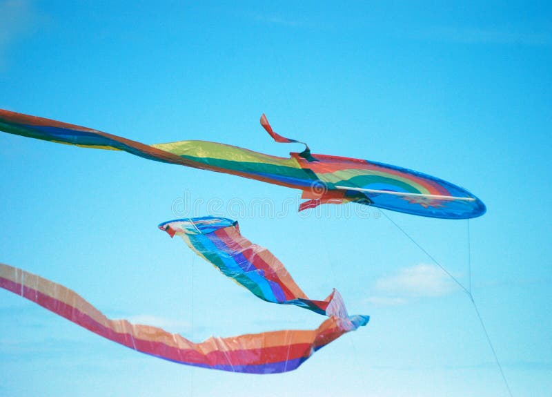 Kites in sky stock image. Image of line, colorful, rainbow 10915855