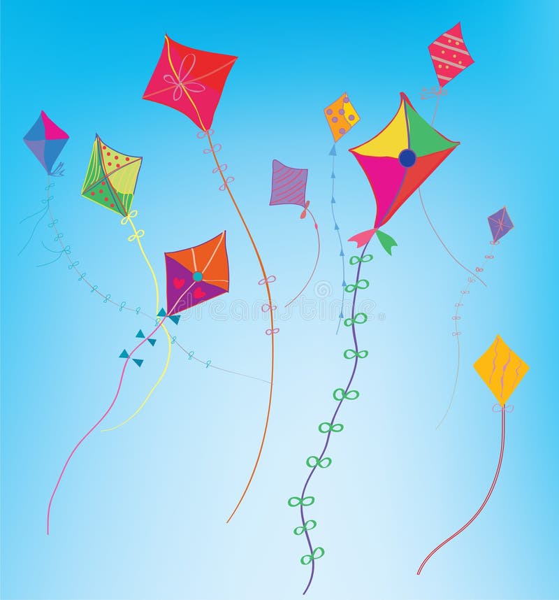 Kites in the Sky Background Stock Vector Illustration of kite, string