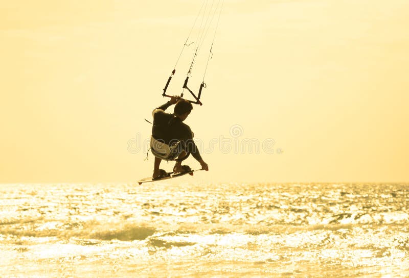 Kitesurfer jumping