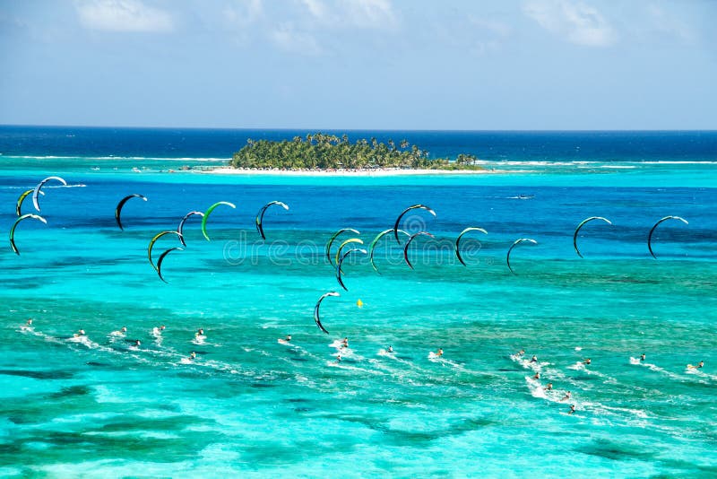 Kitesurfing competition in caribbean island