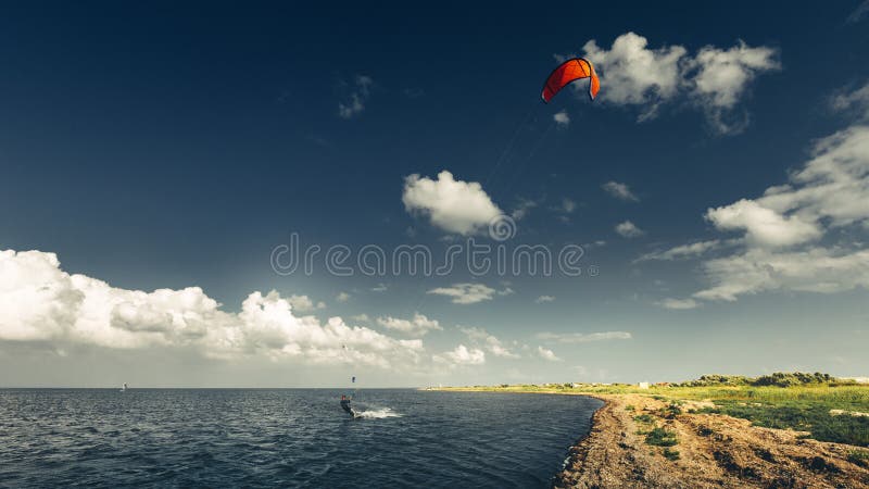 Kitesurfing Lessons Summer Holiday Vacation Surfing Concept royalty free stock photos Kitesurfing Lessons Summer Holiday Vacation Surfing Concept royalty free stock photos