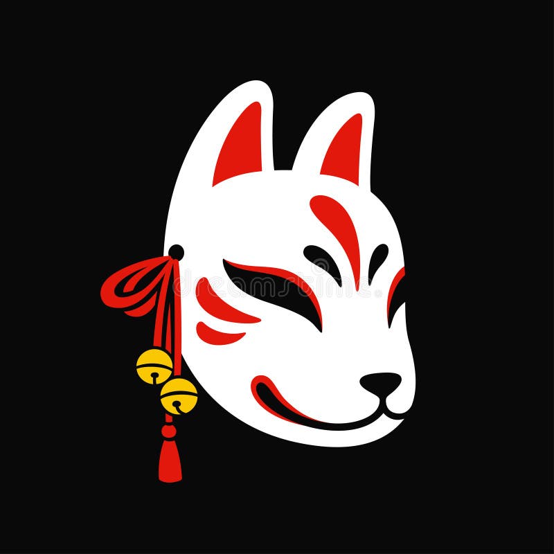 Kitsune Japanese Fox Black Mask 