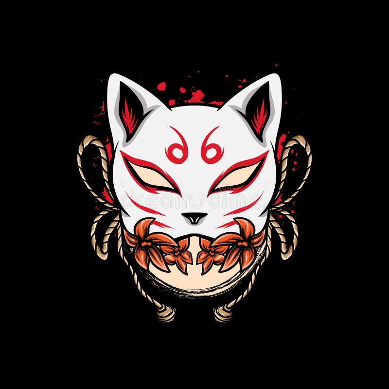 Kitsune Mask Illustration Design Vector Template Stock Vector ...