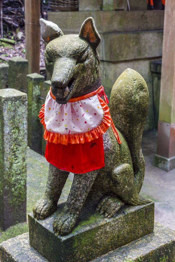 Kitsune Statue, Shinto Shrine, Japan Stock Photo - Image of ...
