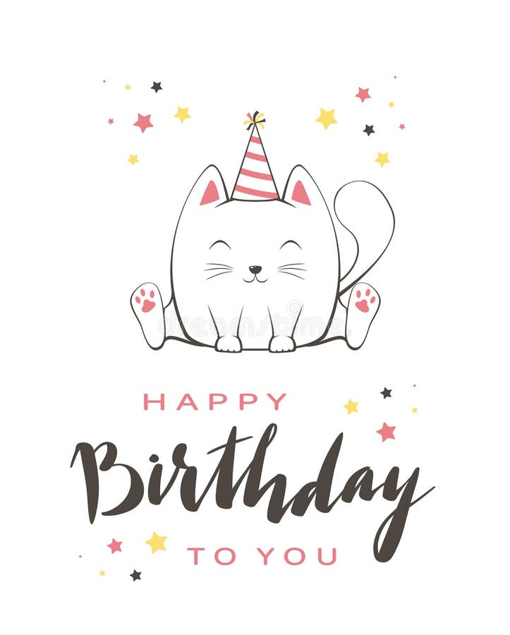 Kitty Avec Marquer Avec Des Lettres Le Joyeux Anniversaire Sur Le Fond Blanc Illustration De Vecteur Illustration Du Vacances Chapeau Kitty Avec Marquer Avec Des Lettres Le Joyeux Anniversaire Sur Le Fond Blanc Illustration De Vecteur Illustration Du Vacances Chapeau