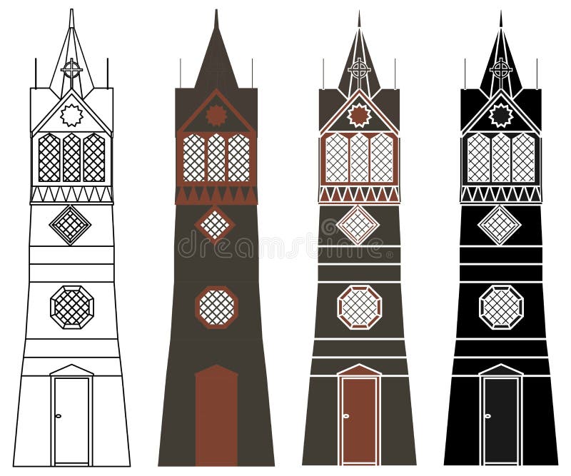 Kitwanga Bell Tower in Front View Stock Vector Illustration of front