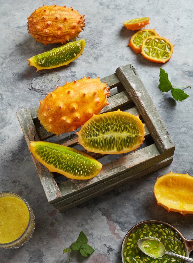 Kiwano Melons Or African Horned Melon, From New Zealand Stock Image