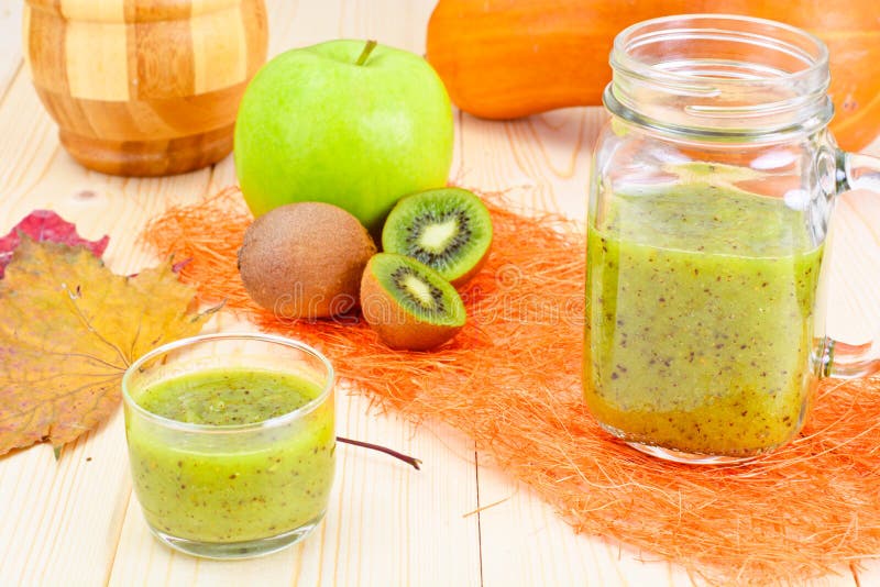 Kiwi and Apple Fresh Juice stock photo. Image of fresh 70265108