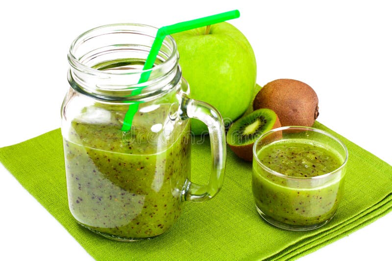 Kiwi and Apple Fresh Juice stock image. Image of organic 73260879