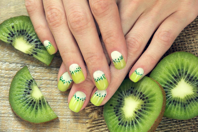 6. Kiwi Fruit Inspired Nails - wide 4
