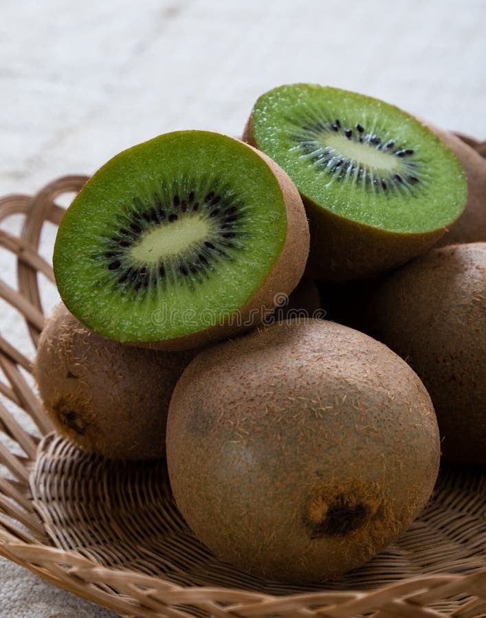 Kiwi in basket stock image. Image of snack, green, nature 62406029