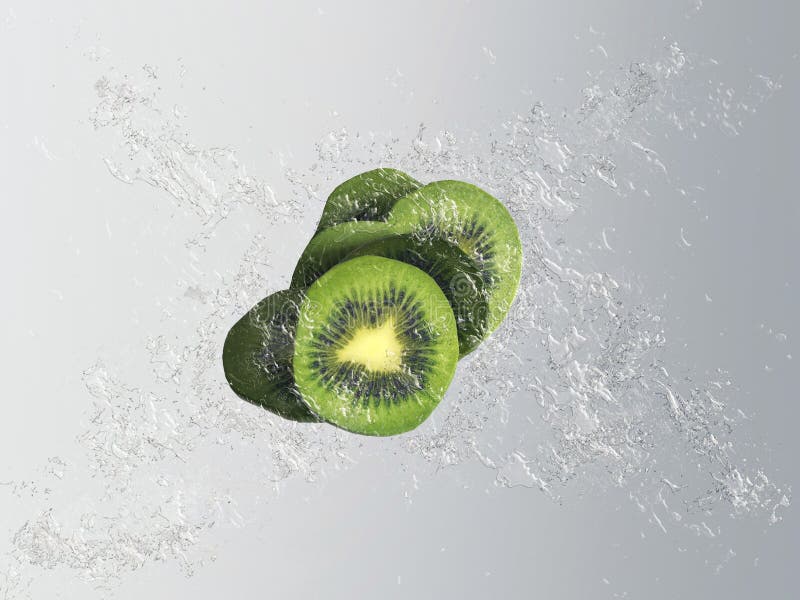 Kiwi esotico fresco con un effetto della spruzzata illustrazione di stock