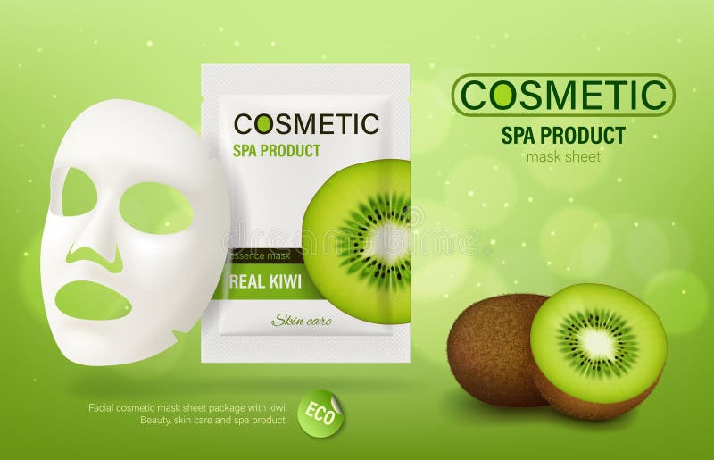 Kiwi essenza di frutta cosmetica - Pellicceria di lamiera illustrazione di stock