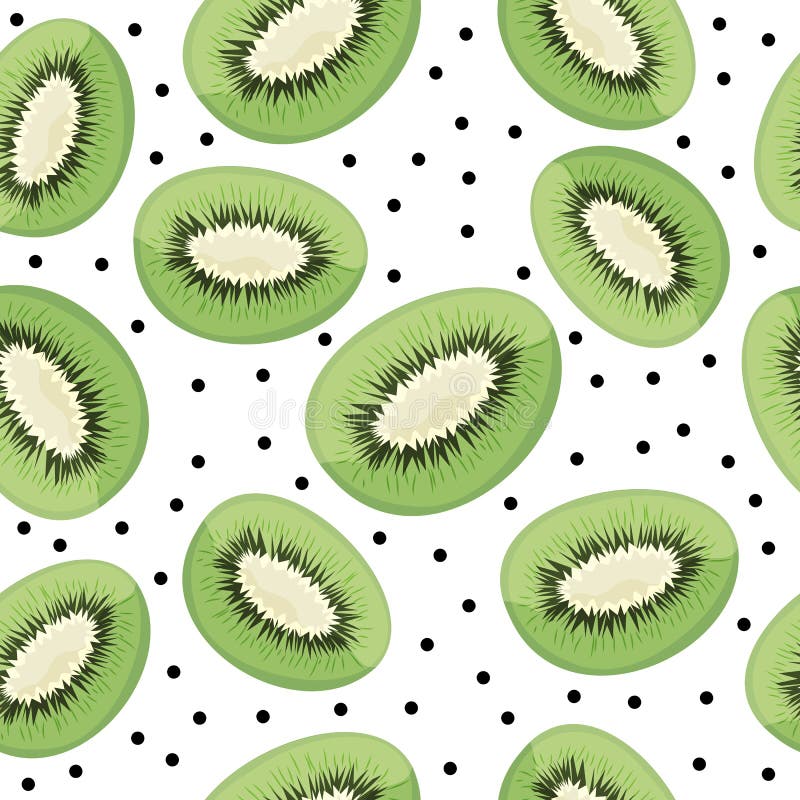 Kiwi Fruit Cut into Slices, Seamless Pattern Stock Vector ...