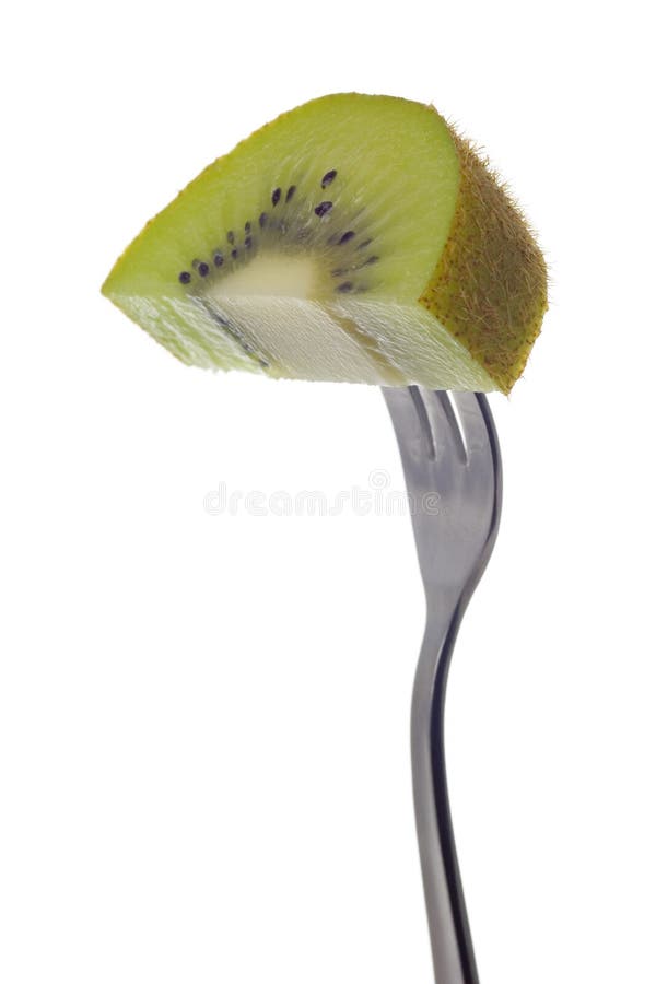 Kiwi fruit held by fork