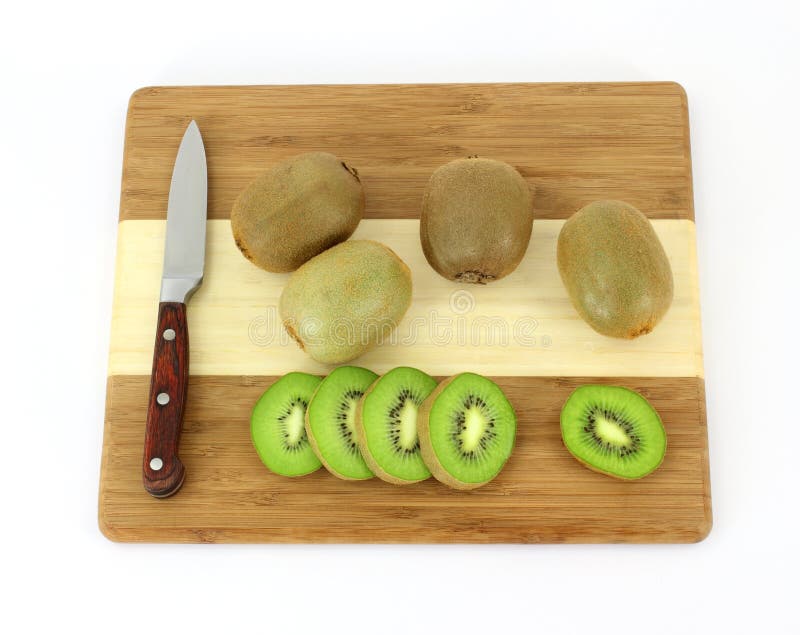 Kiwi Fruit Knife Cutting Board Stock Photo Image of textured
