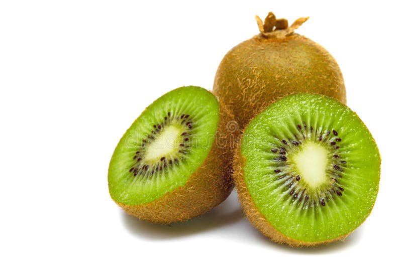 Kiwi fruit slices isolated on white background