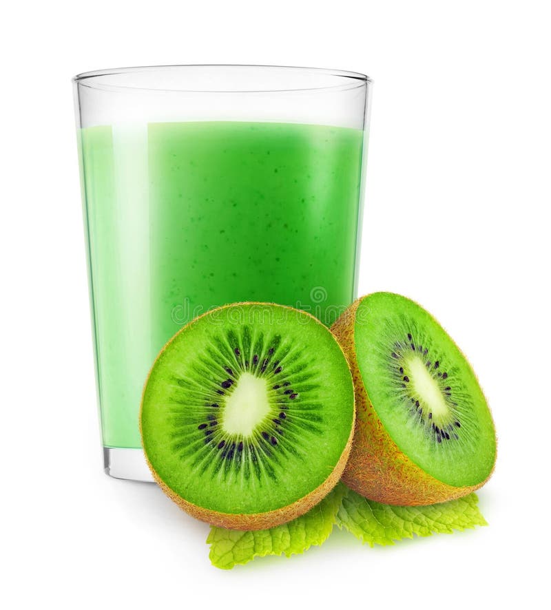 kiwi smoothie. Glass of kiwi fruit drink on white background with clipping path. kiwi smoothie. Glass of kiwi fruit drink on white background with clipping path