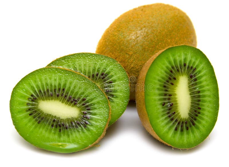 Kiwi fruit on a white