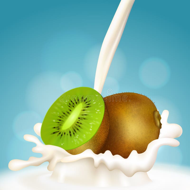 Kiwi and milk stock vector. Illustration of fresh, antioxidant 90922073