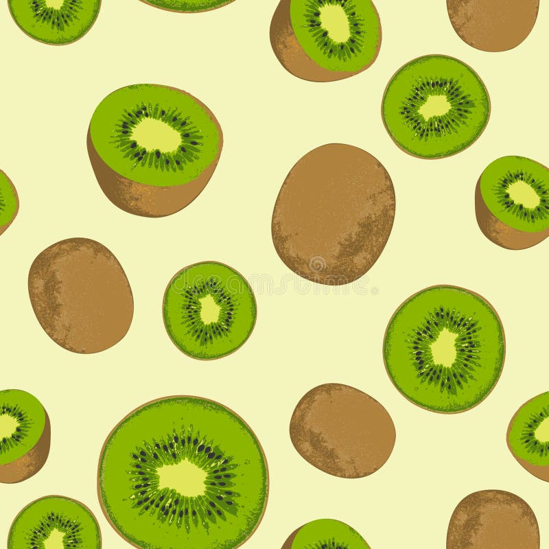 Kiwi Seamless Pattern. Vector Illustration of Tropical Fruits in Cartoon  Flat Style. Stock Illustration - Illustration of green, pastel: 159986289