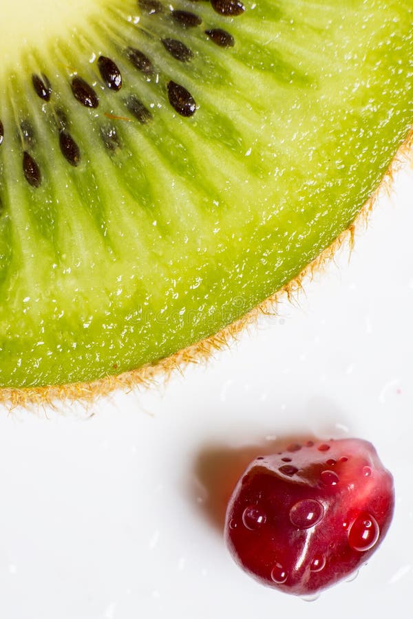 Kiwi Slice and Pomegranate Seeds, Macro Stock Image Image of juicy