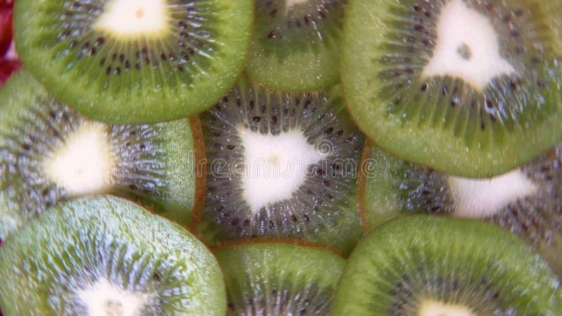 Kiwi slices. Arranged in a circle. An abstraction.