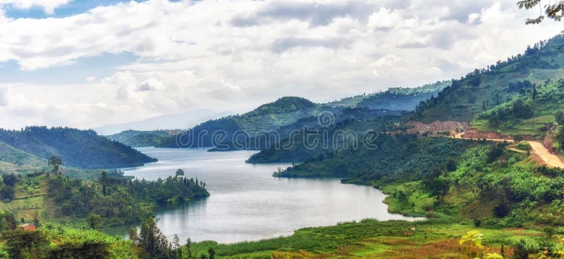 Lake Kivu, one of the largest of the African Great Lakes, In Rwanda. Lake Kivu, one of the largest of the African Great Lakes, In Rwanda