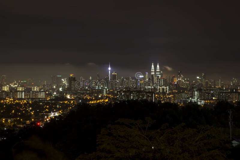 KL city at night from a distance stock photo KL city at night from a distance stock photo