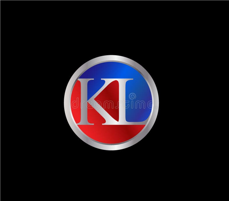 KL Initial Circle Shape Silver Red Blue Color Later Logo Desig Stock