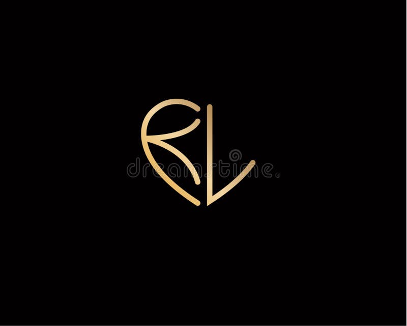 KL Initial Heart Shape Gold Colored Logo Stock Vector - Illustration of