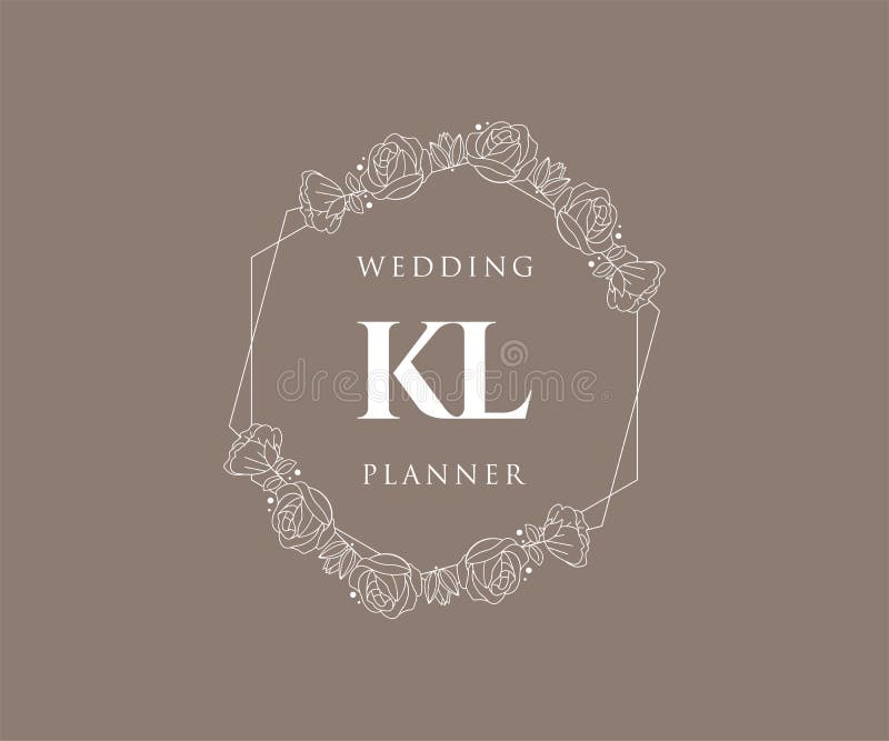 KL Initials Letter Wedding Monogram Logos Collection, Hand Drawn Modern