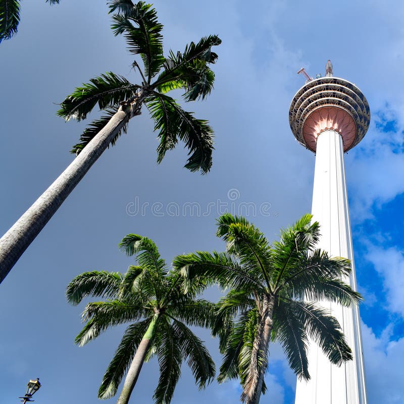 KL Tower view from street, Television tower in Kuala Lumpur, Malaysia