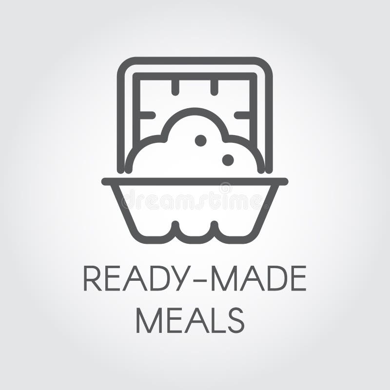 Klaar gemaakt maaltijdpictogram Voorbereid het etiketconcept van het gedeeltevoedsel Schotel in embleem van het oven het grafisch stock illustratie Klaar gemaakt maaltijdpictogram Voorbereid het etiketconcept van het gedeeltevoedsel Schotel in embleem van het oven het grafisch stock illustratie