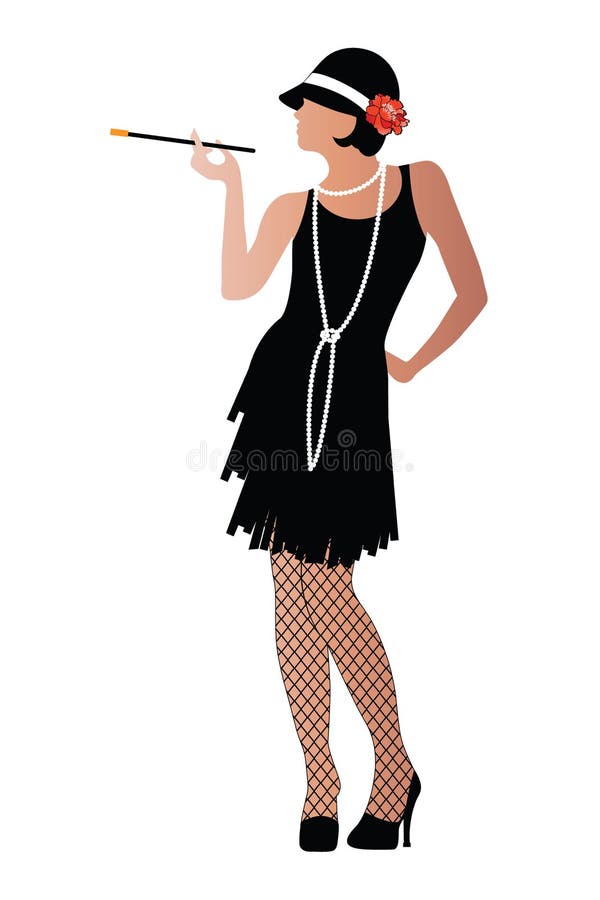 Klaff med cigaratte- och fishnetstrumpor stock illustrationer Klaff med cigaratte- och fishnetstrumpor stock illustrationer