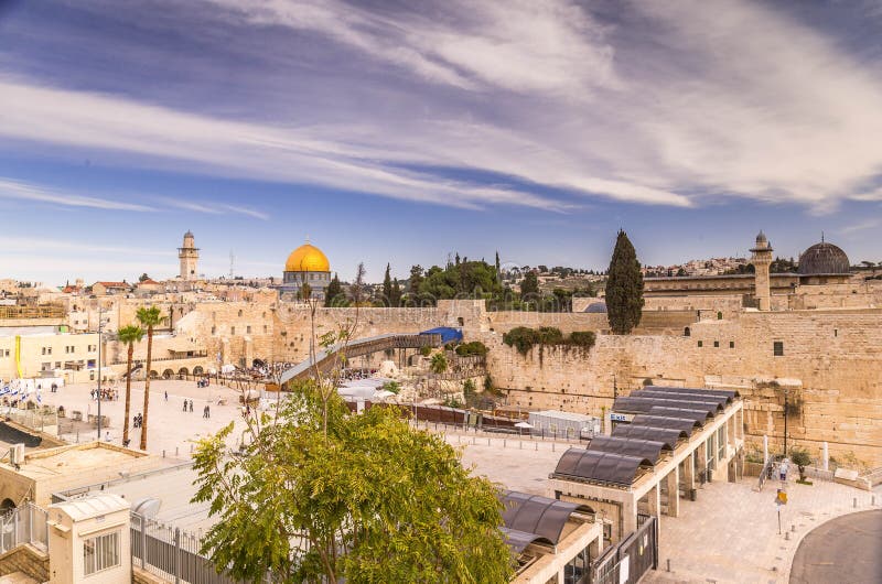 Klagemauer und Golden Dome des Felsens Jerusalem, Israel stockbilder Klagemauer und Golden Dome des Felsens Jerusalem, Israel stockbilder