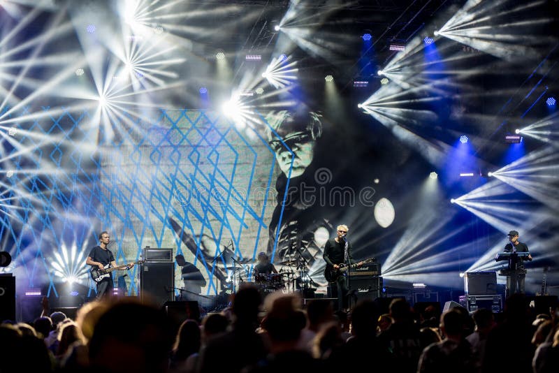 KLAIPEDA, LITHUANIA - AUGUST 19, 2017: Music Festival Karkle in Lithuania. Music Band Lemon Joy Performance on stage. royalty free stock photos KLAIPEDA, LITHUANIA - AUGUST 19, 2017: Music Festival Karkle in Lithuania. Music Band Lemon Joy Performance on stage. royalty free stock photos