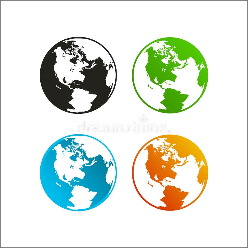 Klamerki sztuki ikony loga wektorowej kuli ziemskiej światowa mapa