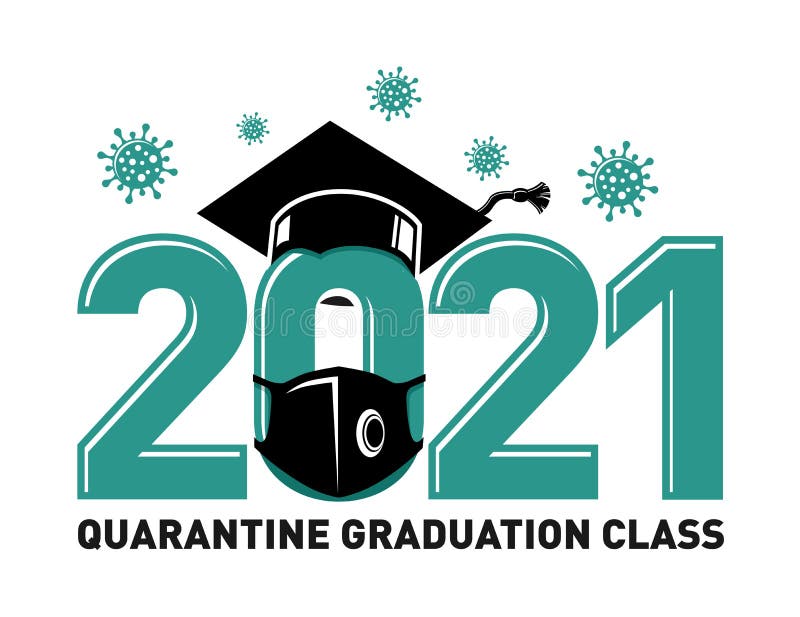 Quarantine graduation class of 2021. Concept for flyers, greeting card, prom invitations, T-shirt uniform emblems. Vector on transparent background. Quarantine graduation class of 2021. Concept for flyers, greeting card, prom invitations, T-shirt uniform emblems. Vector on transparent background