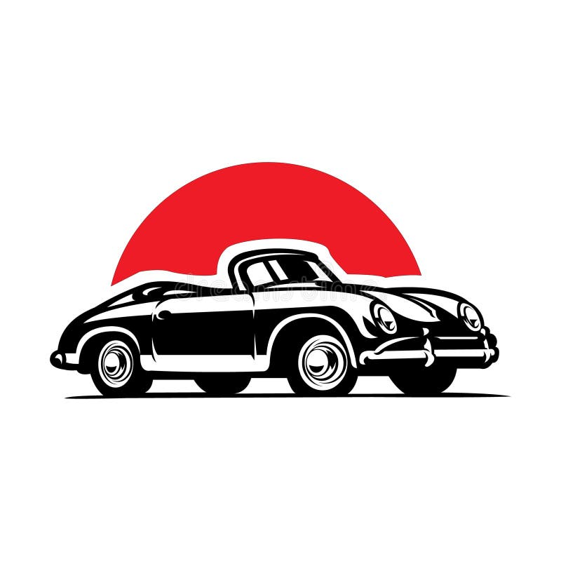 Klassieke cabriolet - auto op rode achtergrond oude auto zeldzame auto retro coupe vectorafbeelding geïsoleerd
